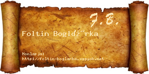 Foltin Boglárka névjegykártya